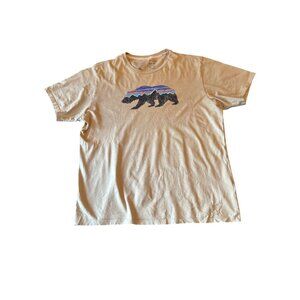 Patagonia Organic Cotton Bear Graphic T-Shirt Medium Regular Fit Tan